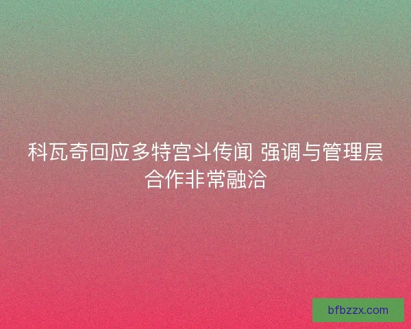 科瓦奇回应多特宫斗传闻 强调与管理层合作非常融洽